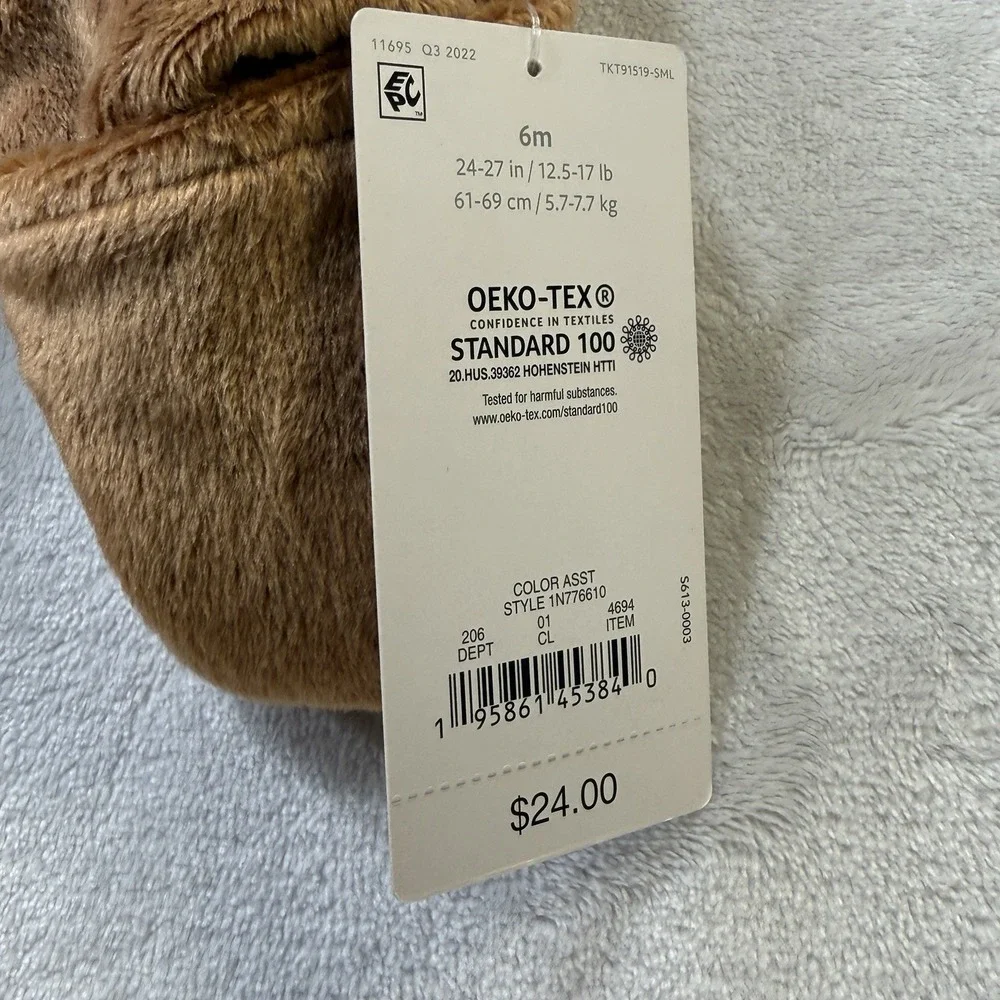 Just One You Carter's Baby Bear Pram Bunting 6M Brown Plush Hooded NWT